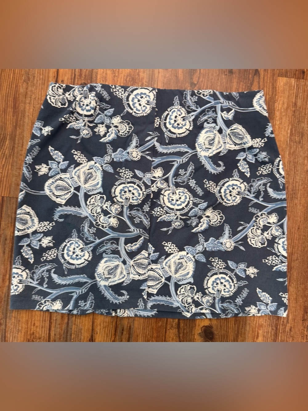 Spartina 449 Navy Floral Button Front Mini Skirt Coastal Resort Size L - Picture 6 of 8